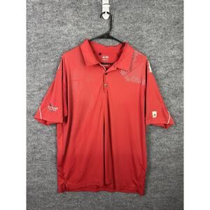 Adidas Golf Polo Shirt ClimaCool Mens Large Red White Hawk Country Club*